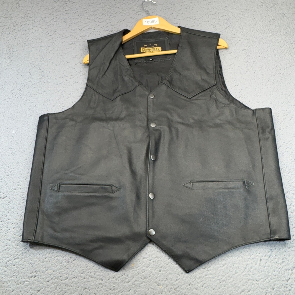 Guide Gear Biker Vest Mens XXL Black Leather Western Concealed Carry Motorcycle